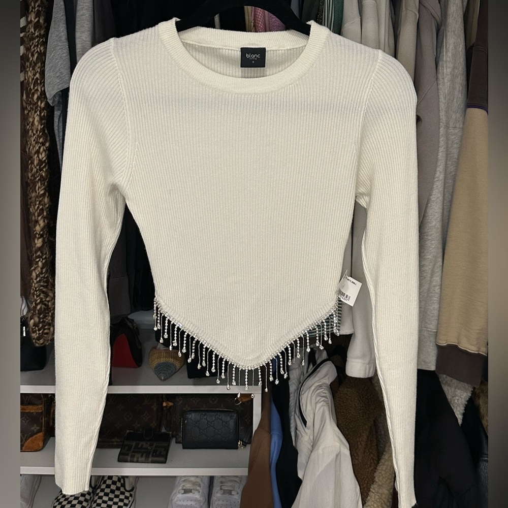 Rhinestone Trim Crop Top